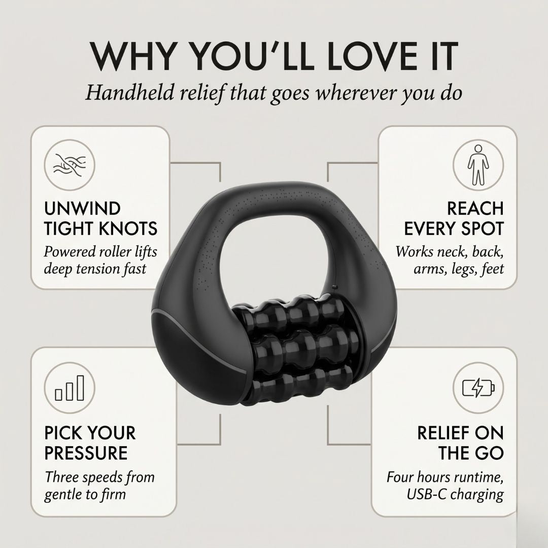 Kneadix™ – Powered 3-Speed Handheld Rolling Muscle Massager + 50% OFF