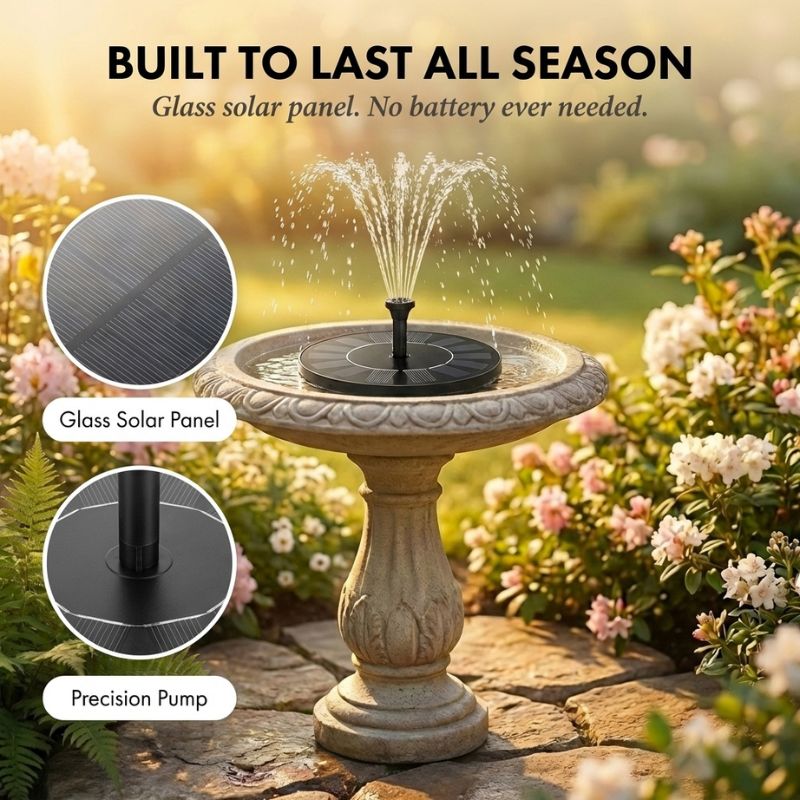 Sunperch™ – Solar Bird Bath Fountain Pump with 4 Interchangeable Nozzles + 50% OFF