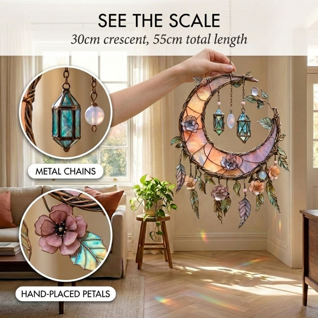 Lumavine™ – Handcrafted Moon & Floral Rainbow Light Window Decor + 50% OFF