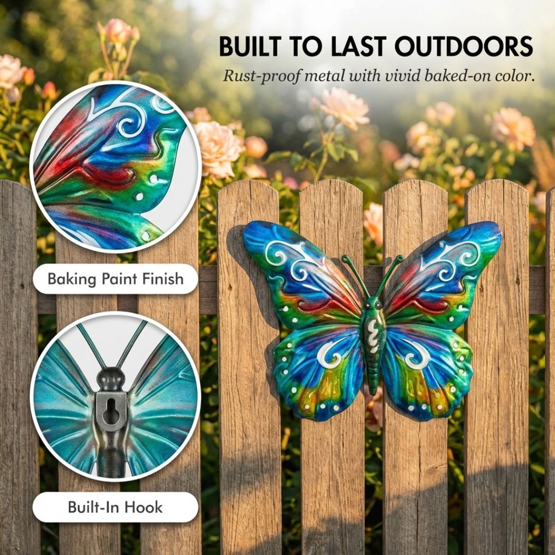 Wynglow™ – Vibrant Rust-Proof Metal Butterfly Wall Decor, Set of 4 + 50% OFF