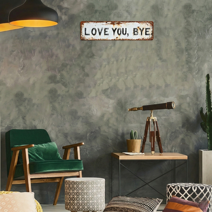 Porchwell™ – "Love You, Bye" Vintage Distressed Metal Wall Sign + 50% OFF
