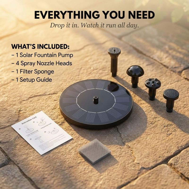 Sunperch™ – Solar Bird Bath Fountain Pump with 4 Interchangeable Nozzles + 50% OFF