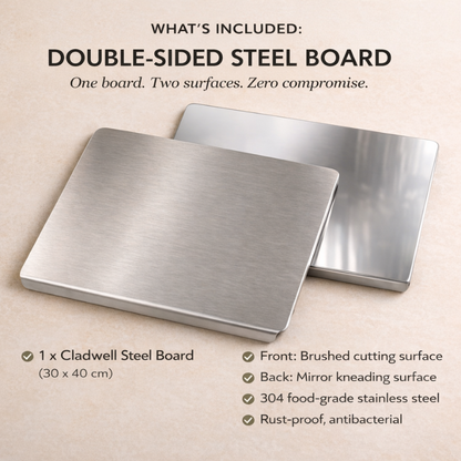 Cladwell™ – Double-Sided 304 Steel Antibacterial Cutting Board + 50% OFF