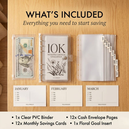 Willowkeep™ – 12-Envelope Floral Money Saving Challenge Binder + 50% OFF