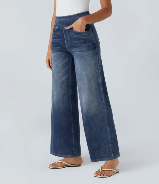 FlexiChic - Super Stretch High-Waisted Wide Leg Jeans + 50% OFF