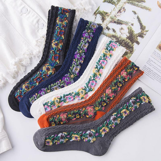 Laceup™ Embroidered Floral Socks