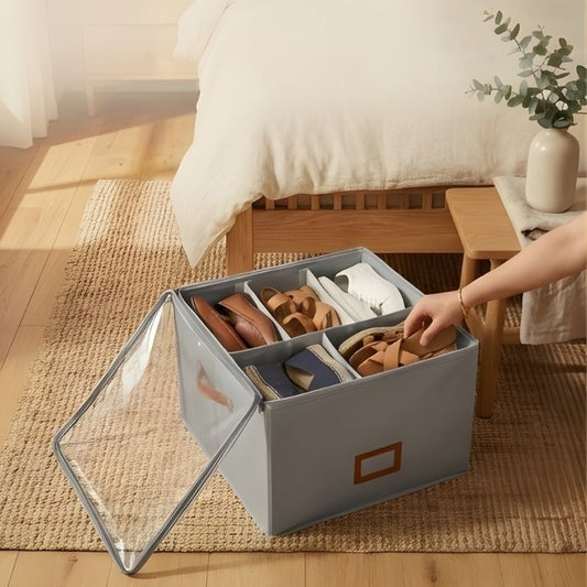 Alcove™ – Adjustable Compartment Fabric Shoe Storage Box with Dust-Cover Lid + 50% OFF
