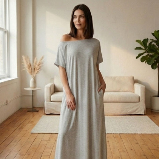 Driftwell™ – Flowy Off-Shoulder Loose Maxi Dress with Pockets + 50% OFF