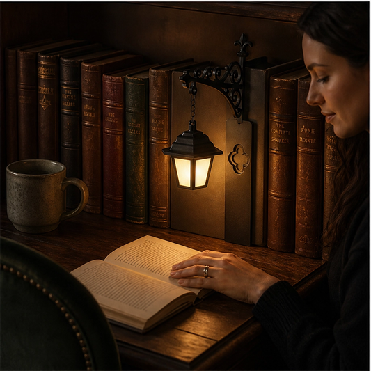 Emberwick – Vintage Streetlamp Bookend with Warm LED Glow + 50% OFF