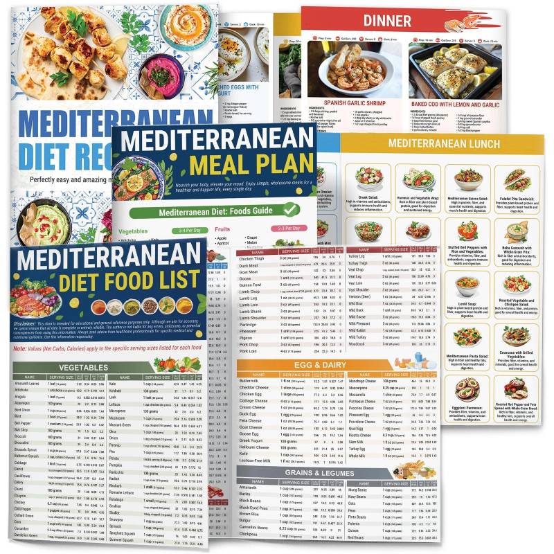 Olivara™ – Mediterranean Diet Food List, Meal Plan & Recipe Chart Set + 50% OFF