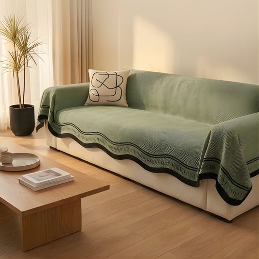 Loomed™ – Non-Slip Herringbone Chenille Couch Cover with Wavy Edges + 50% OFF
