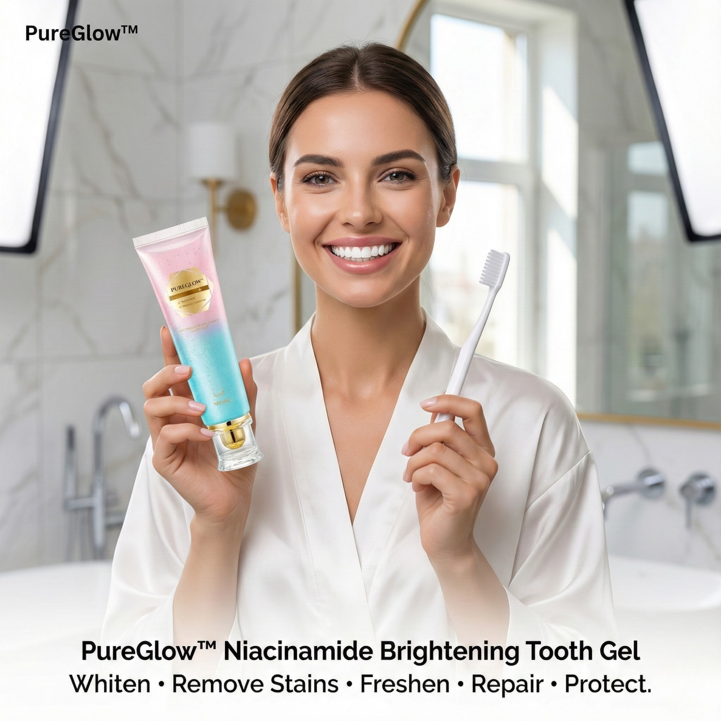 The AuraGlow Whitening Gel - Niacinamide Brightening, Enamel Repair, and Day Results + 50% OFF