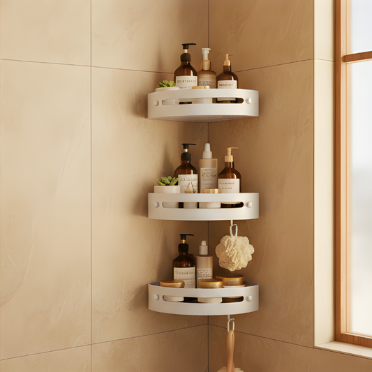 Alcove™ – No-Drill Corner Shower Caddy with Suction Mount (3-Tier, 3-Pack) + 50% OFF