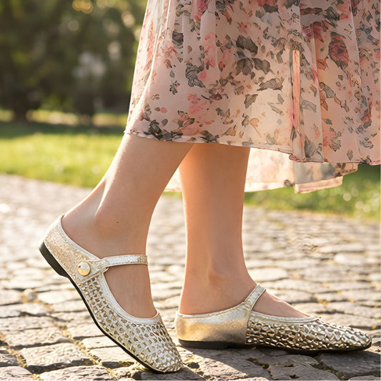 Latteva™ – Breathable Woven Mary Jane Flat Mule for Women + 50% OFF