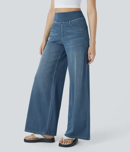 FlexiChic - Super Stretch High-Waisted Wide Leg Jeans + 50% OFF