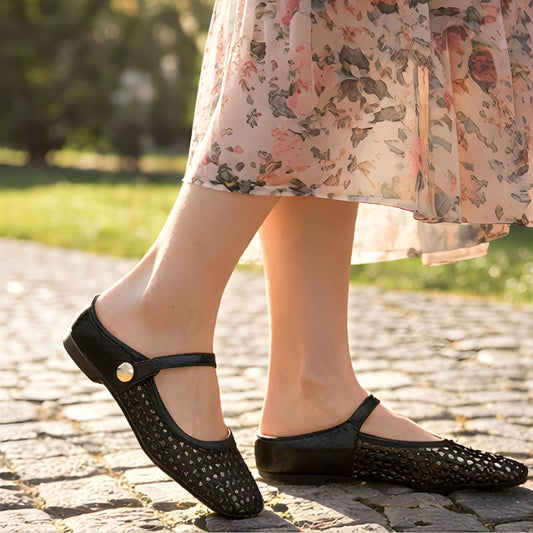 Latteva™ – Breathable Woven Mary Jane Flat Mule for Women + 50% OFF