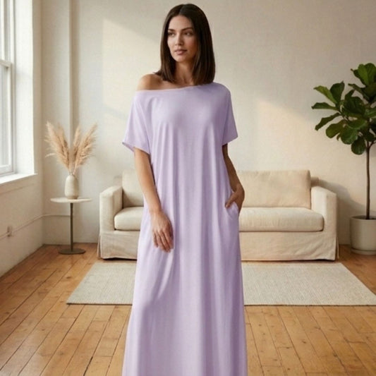 Driftwell™ – Flowy Off-Shoulder Loose Maxi Dress with Pockets + 50% OFF