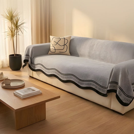 Loomed™ – Non-Slip Herringbone Chenille Couch Cover with Wavy Edges + 50% OFF