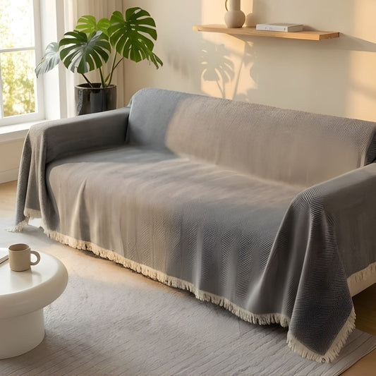 Hearthwick™ – Herringbone Chenille Tassel Sofa Cover Throw + 50% OFF