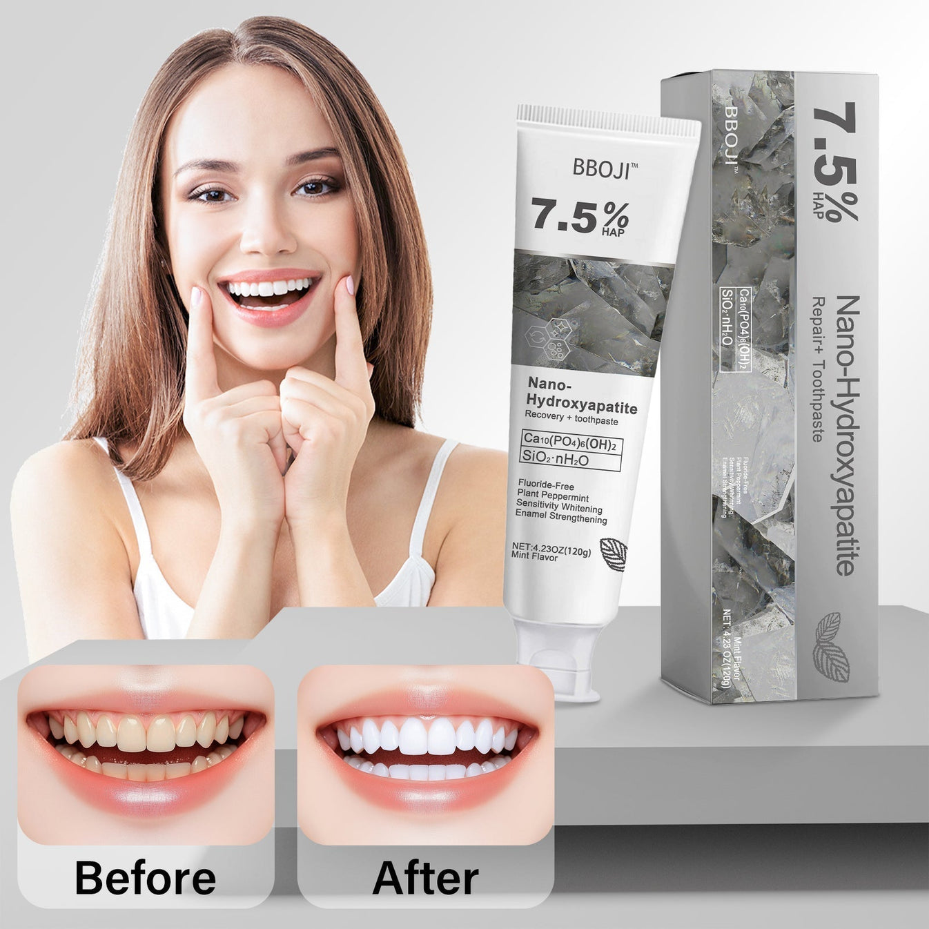 BBOJI™ Hydroxyapatite Toothpaste - Rebuild Enamel, End Sensitivity + 5 ...