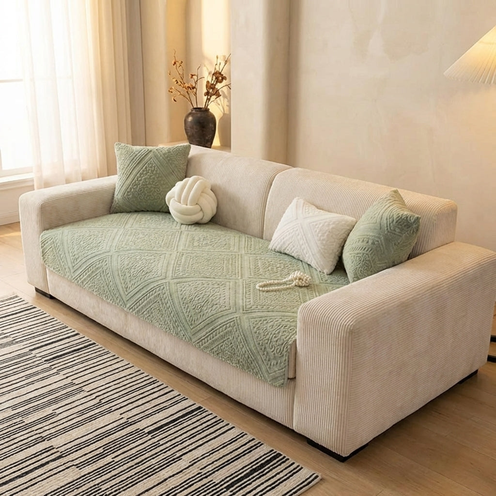 Nestova™ – Carved Plush Non-Slip Couch Cover for Sofas & Pet Protection + 50% OFF