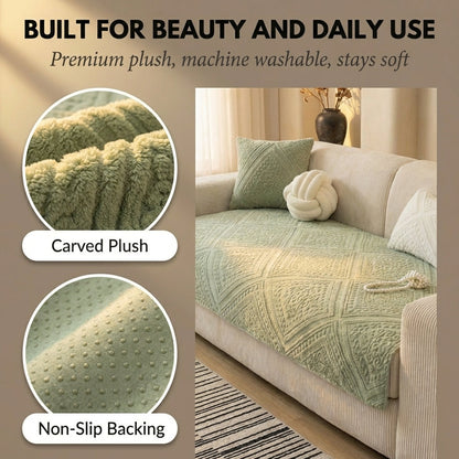 Nestova™ – Carved Plush Non-Slip Couch Cover for Sofas & Pet Protection + 50% OFF