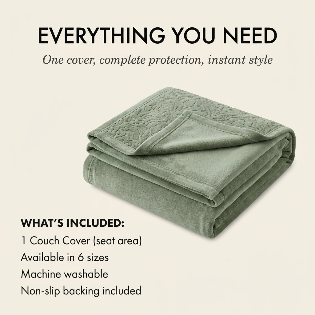 Nestova™ – Carved Plush Non-Slip Couch Cover for Sofas & Pet Protection + 50% OFF