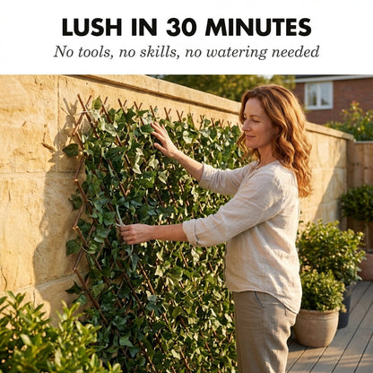 Willowdale™ – Expandable Faux Ivy Privacy Fence with UV-Resistant Willow Wood Lattice + 50% OFF