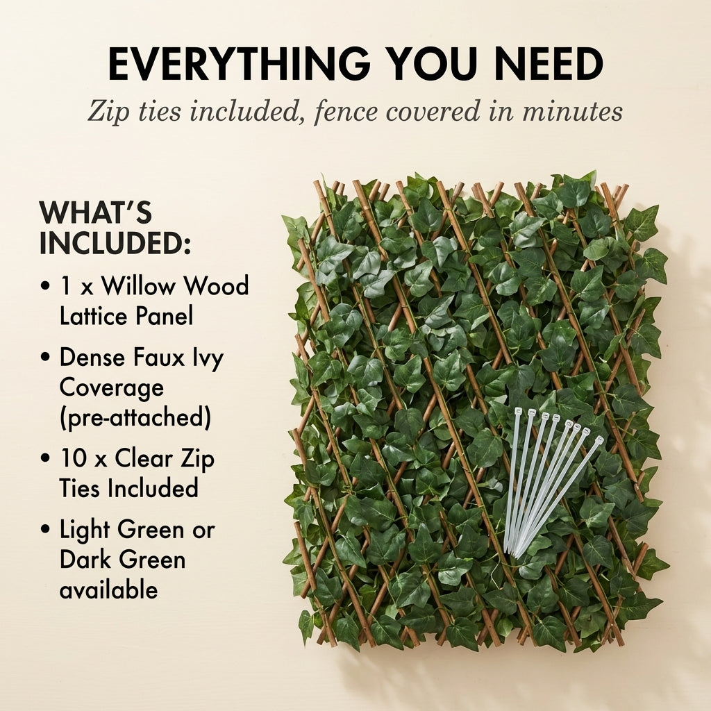 Willowdale™ – Expandable Faux Ivy Privacy Fence with UV-Resistant Willow Wood Lattice + 50% OFF