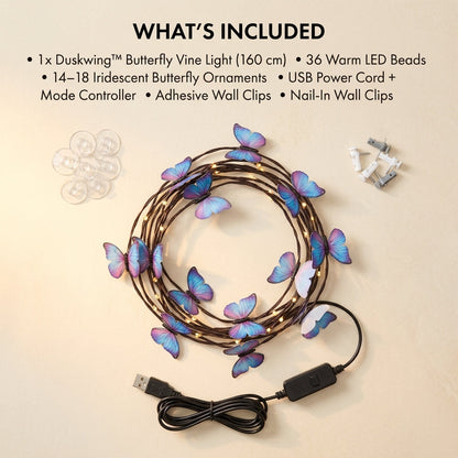 Duskwing™ – Bendable Butterfly Vine LED Light | 8 Modes | Warm Glow Wall Decor + 50% OFF