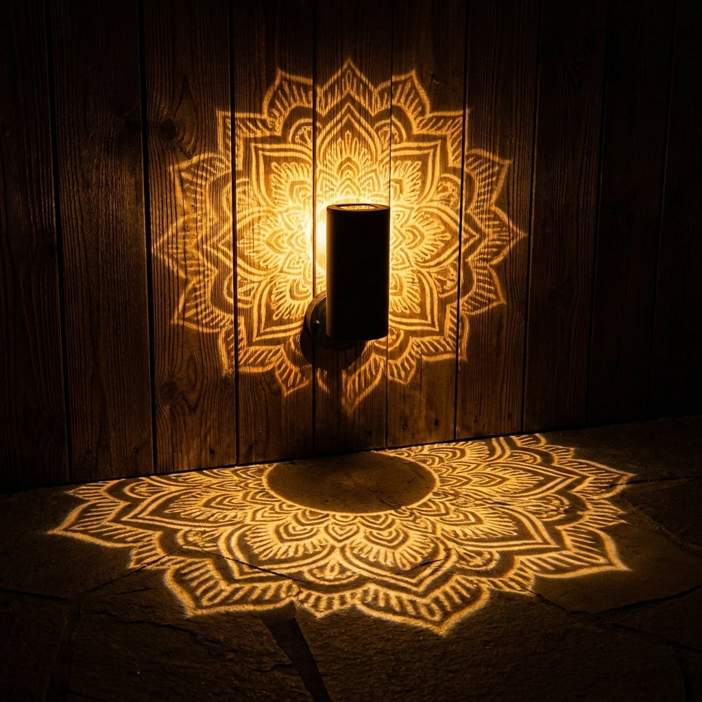 Amberveil™ – Solar Mandala Projector Light, IP65 Weatherproof, Wall & Table Mount + 50% OFF