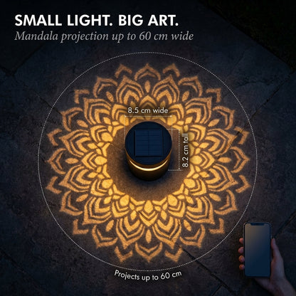 Amberveil™ – Solar Mandala Projector Light, IP65 Weatherproof, Wall & Table Mount + 50% OFF