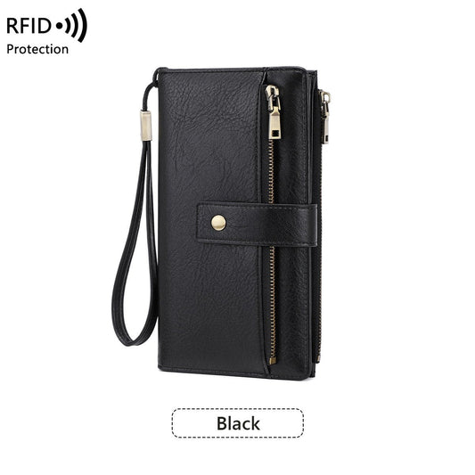 Mayfold™ – Slim RFID-Blocking Bifold Leather Wallet with Wristlet & 17 Card Slots + 50% OFF