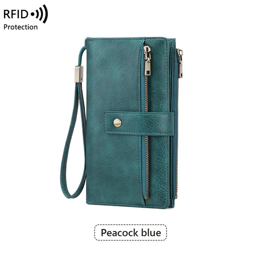 Mayfold™ – Slim RFID-Blocking Bifold Leather Wallet with Wristlet & 17 Card Slots + 50% OFF