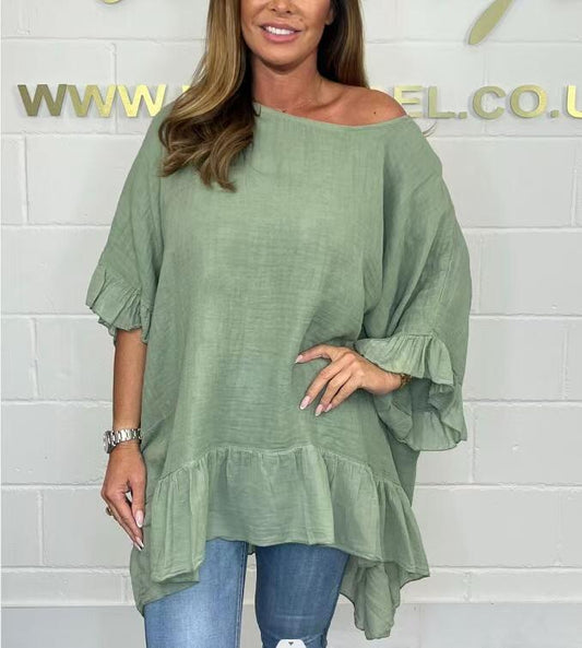 The Riviera Off-Shoulder Blouse - Effortless, Airy Elegance - 50% OFF