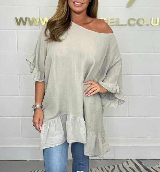The Riviera Off-Shoulder Blouse - Effortless, Airy Elegance - 50% OFF