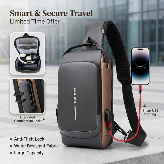 Cipher™ – Anti-Theft Lock & USB Charging Crossbody Sling Bag + 50% OFF
