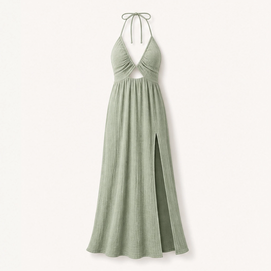 Solmara – Halter Cutout Flowy Maxi Dress + 50% OFF