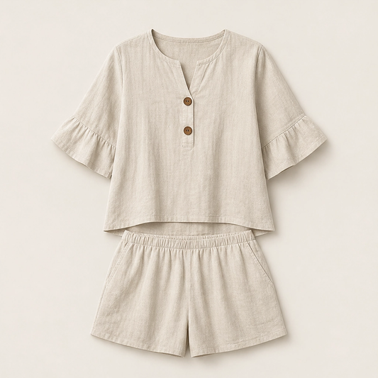 Sundale – Ruffle Sleeve Top & Shorts Two-Piece Summer Set + 50% OFF