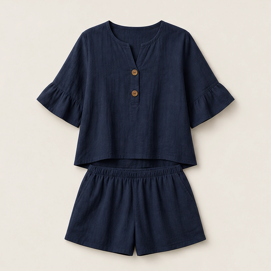 Sundale – Ruffle Sleeve Top & Shorts Two-Piece Summer Set + 50% OFF