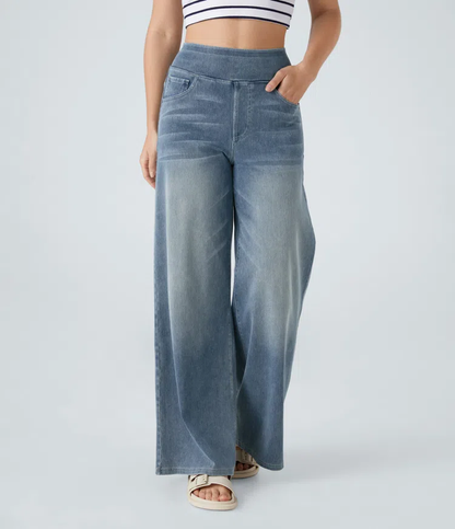 FlexiChic - Super Stretch High-Waisted Wide Leg Jeans + 50% OFF