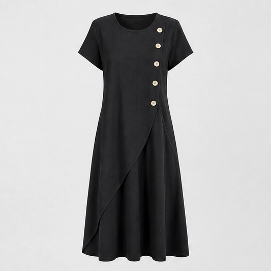 Marisole – Breathable Asymmetrical Button Midi Dress with Hidden Pockets + 50% OFF