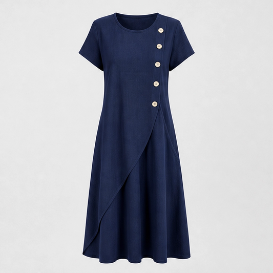 Marisole – Breathable Asymmetrical Button Midi Dress with Hidden Pockets + 50% OFF