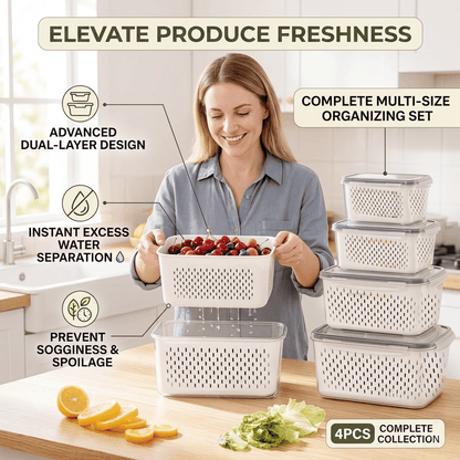 Larder™ – Double-Drain Freshness Containers for Fridge Organization + 50% OFF