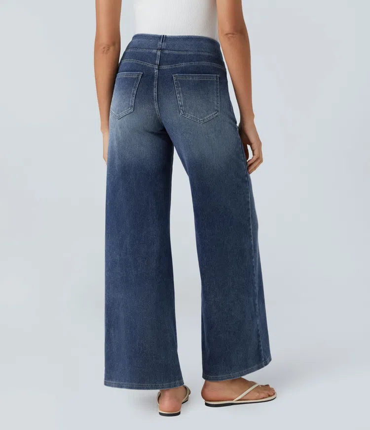 FlexiChic - Super Stretch High-Waisted Wide Leg Jeans + 50% OFF