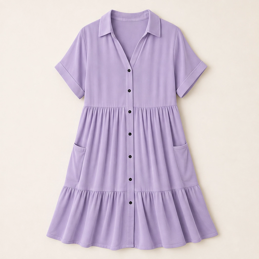 Willowmere – Flowy Button-Down Babydoll Dress with Pockets + 50% OFF