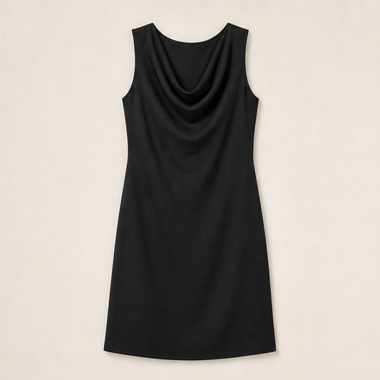 Drapelle – Cowl Neck Slim Fit Dress with Side Pockets + 50% OFF