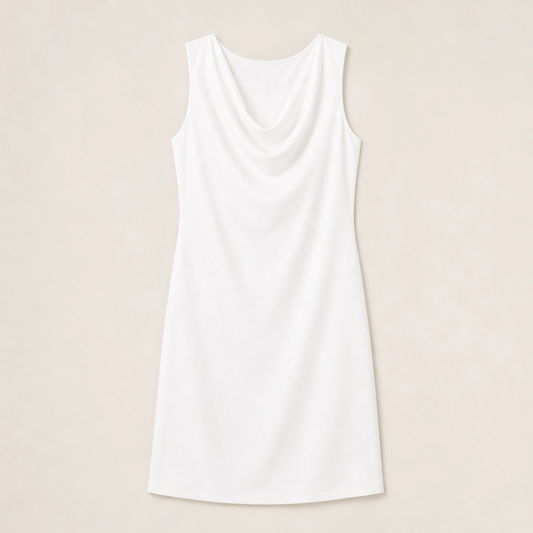 Drapelle – Cowl Neck Slim Fit Dress with Side Pockets + 50% OFF