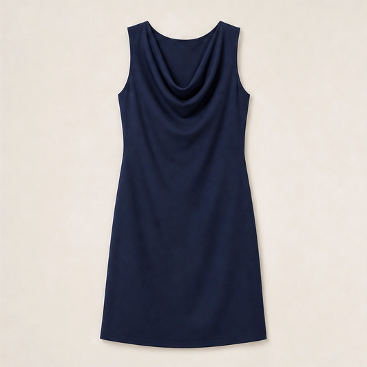 Drapelle – Cowl Neck Slim Fit Dress with Side Pockets + 50% OFF