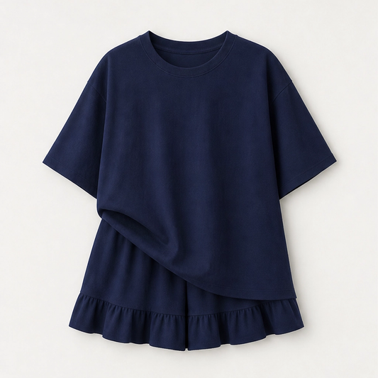 Verandah – Ruffle Hem Two Piece Set with Built-In Shorts + 50% OFF